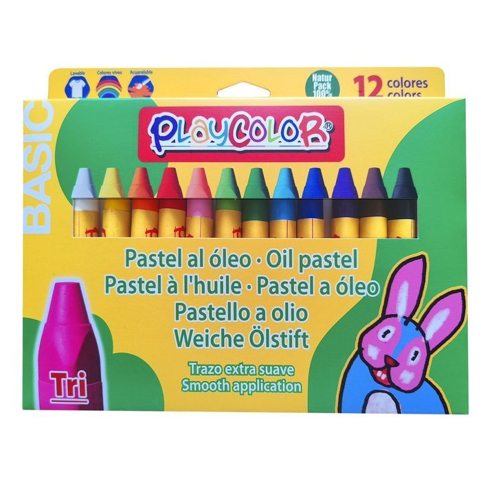 CERA AL OLEO PLAYCOLOR TRI BASIC 12 COLORES | 6 UNIDADES | (INSTANT)