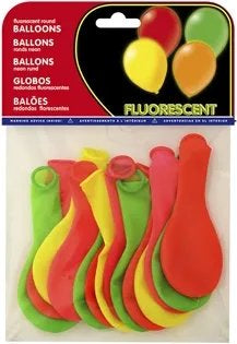 Bolsa 15 Globos Colores Fluorescentes Biodegradables Surtid