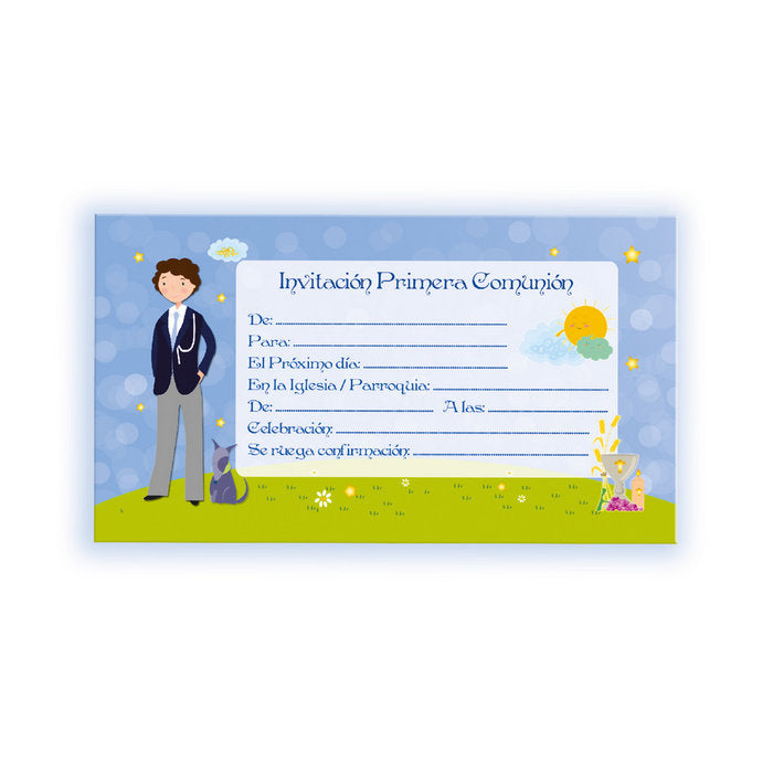 Pack 10 Invitaciones Comunión Niño Perro Arguval
