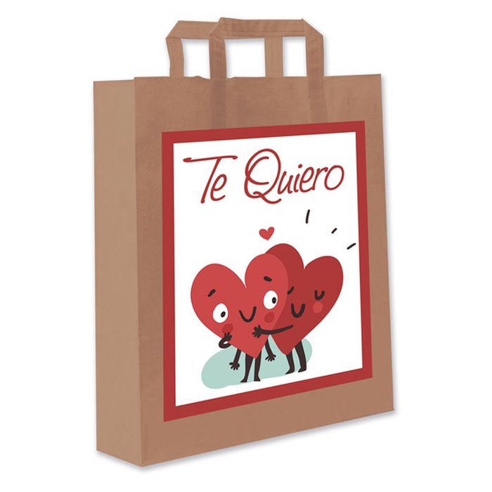 BOLSAS GRANDES PAPEL KRAFT 37X32X12CM CORAZONES TE QUIERO | ARGUVAL, S,L, | 1 UNIDAD | 8421363465800