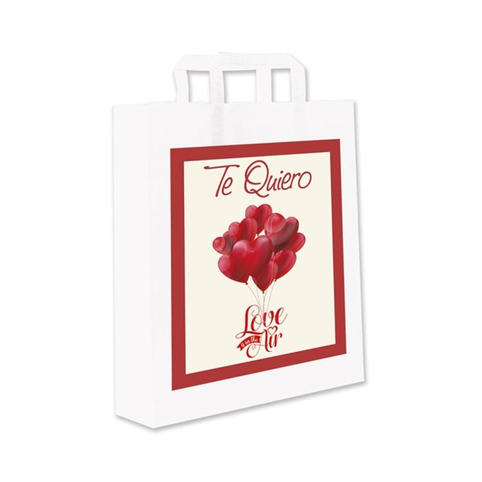 BOLSA REGALO PAPEL 34X25X9CM BLANCA GLOBOS TE QUIERO | ARGUVAL, S,L, | 1 UNIDAD | 8421363465824 Imagen principal del producto