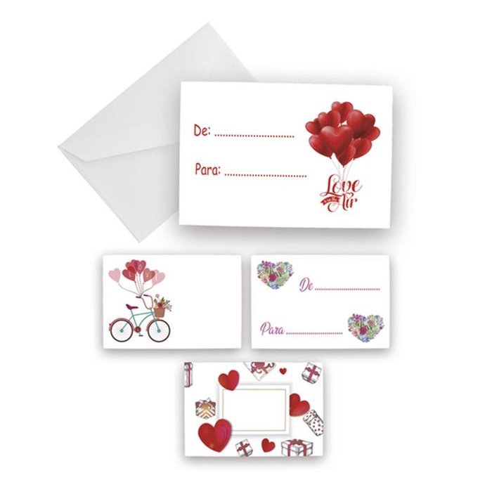 TARJETA + SOBRE ROMANTICA 100 UNIDADES SURTIDAS | ARGUVAL, S,L, | ENVASE 100 UDS. UNIDAD | 8421363468252