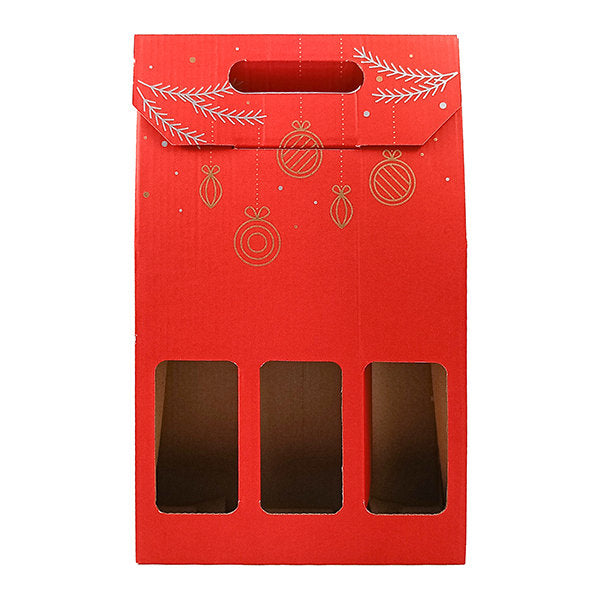 CAJA REGALO TRIPLE BOTELLAS CARTON NAVIDAD ROJO | ARGUVAL, S,L, | ENVASE 12 UDS. UNIDAD | 8421363475311 Imagen principal del producto