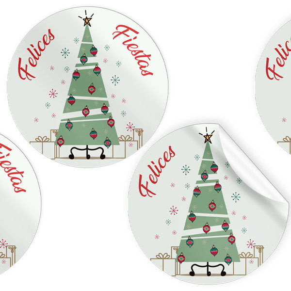 Rollo 250 Etiquetas Redonda Felices Fiestas Navidad ARGUVAL Imagen principal del producto
