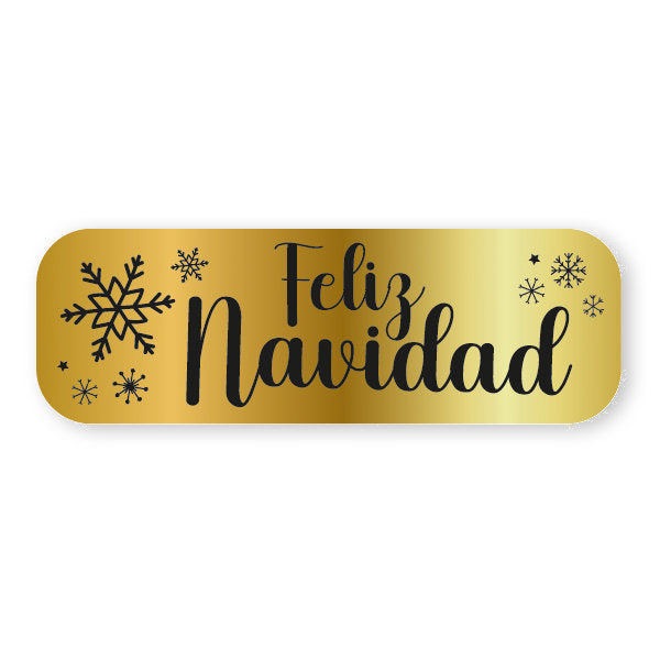 Rollo 250 Etiquetas Oro Feliz Navidad