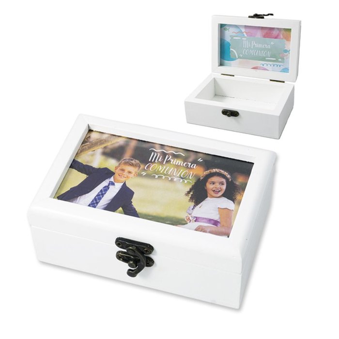 COFRE COMUNION BLANCO 15X10X6 CM PERSONALIZABLE CON FOTOS | ARGUVAL, S,L, | 1 UNIDAD | 8421363476707 Imagen principal del producto