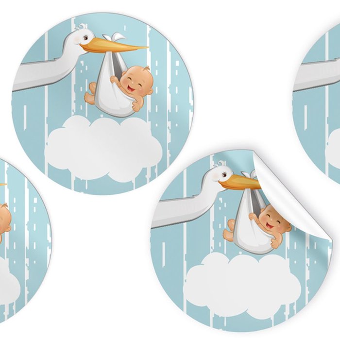 Etiquetas redondas adhesivas bebé niño personalizables 96u (Pack 10 uds)