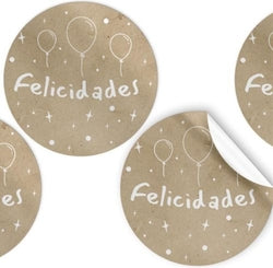 Etiquetas redondas Felicidades Argual para regalos y manualidades
