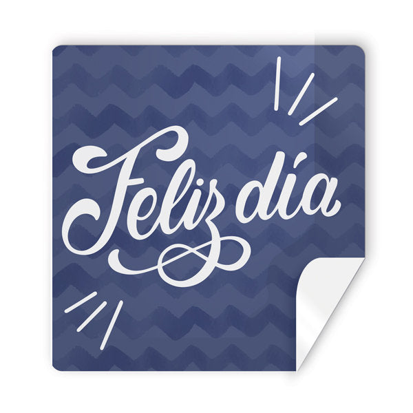 Etiquetas Feliz Día Azul Cuadradas 250 U Arguval