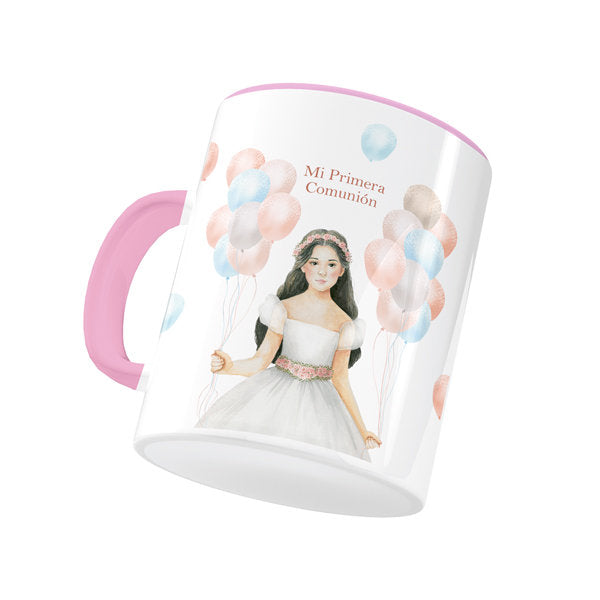 TAZA CERAMICA NIÑA GLOBOS COMUNION | ARGUVAL, S,L, | 1 UNIDAD | 8421363486966 Imagen principal del producto