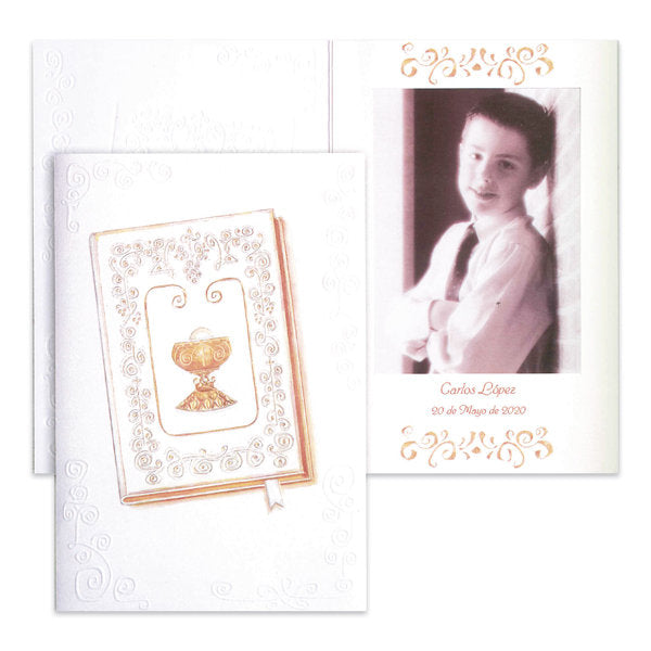 Portafoto Comunión Niño Libro Cáliz Busquets 25 ud.