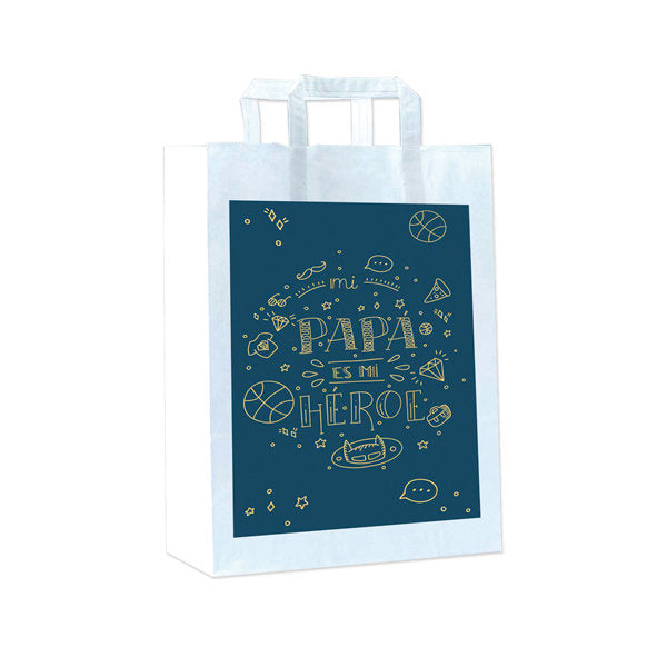 BOLSA GRANDE BLANCA MI PAPA ES MI HEROE 37X32X12 12U | ARGUVAL, S,L | 1 UNIDAD | 8421363491205