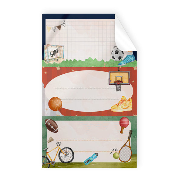 ETIQUETAS ESCOLARES ADHESIVAS ESCOLARES DEPORTES II 9U | 10 UNIDADES | (ARGUVAL, S,L,)