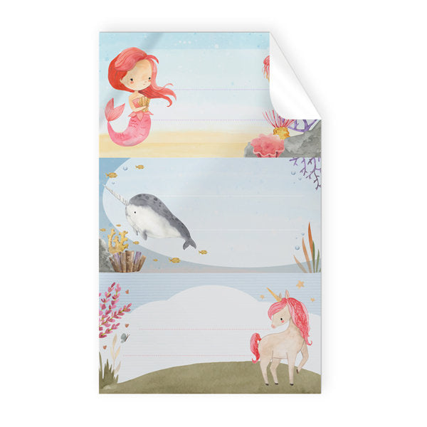 ETIQUETAS ESCOLARES ADHESIVAS ESCOLARES SIRENITA 9U | 10 UNIDADES | (ARGUVAL, S,L,)