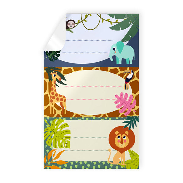 ETIQUETAS ESCOLARES ADHESIVAS ESCOLARES JUNGLA 9U | 10 UNIDADES | (ARGUVAL, S,L,)