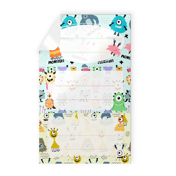 ETIQUETAS ESCOLARES ADHESIVAS ESCOLARES MONSTRUOS 9U | 10 UNIDADES | (ARGUVAL, S,L,)