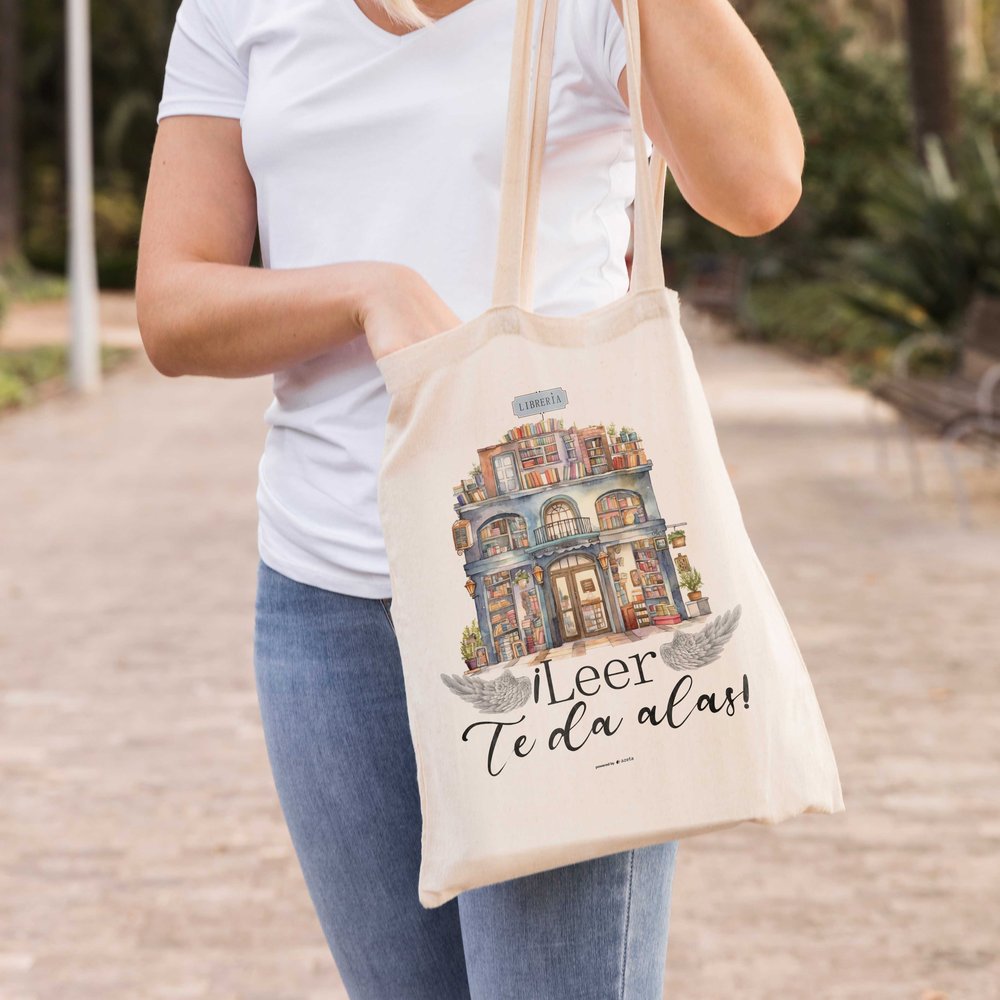 BOLSA DE TELA ALGODON PERSONALIZADA LEER TE DA ALAS 35X39 | ARGUVAL PERSONALIZADO Imagen principal del producto