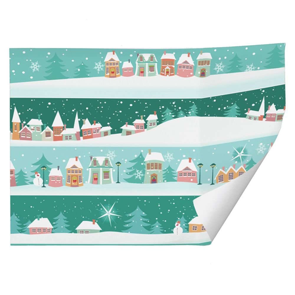 PAPEL REGALO RECICLADO NAVIDAD PUEBLO NEVADO 70X100 | ARGUVAL NAVIDAD | ENVASE 25 UDS. UNIDAD | 8421363493988 Imagen principal del producto