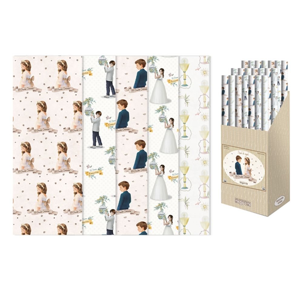 Expositor 50 Rollo Papel Regalo 70x100 cm Comunión ARGUVAL COMUNION Imagen principal del producto