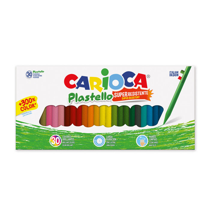 CERA CARIOCA PLASTELLO 30 COLORES SURTIDOS | 6 UNIDADES | (UNIVERSAL ESPAÑOLA S,A,)