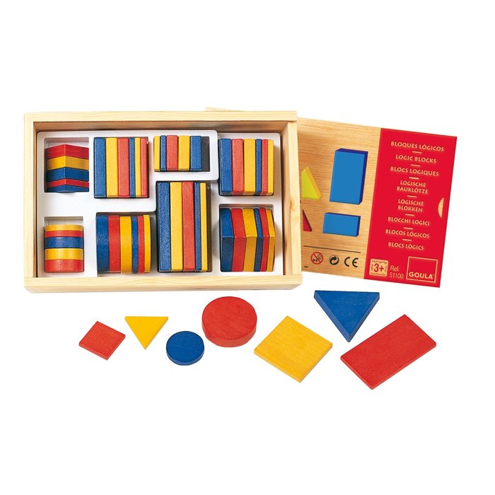 Bloques Lógicos 1 Goula Pack 12 piezas de madera para niños