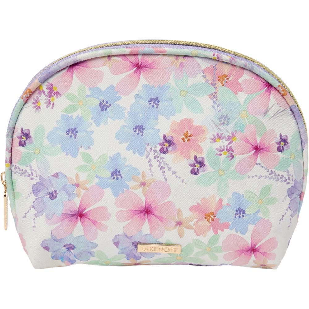 Neceser redondo Takenote violeta con cremallera 20x6x15 cm