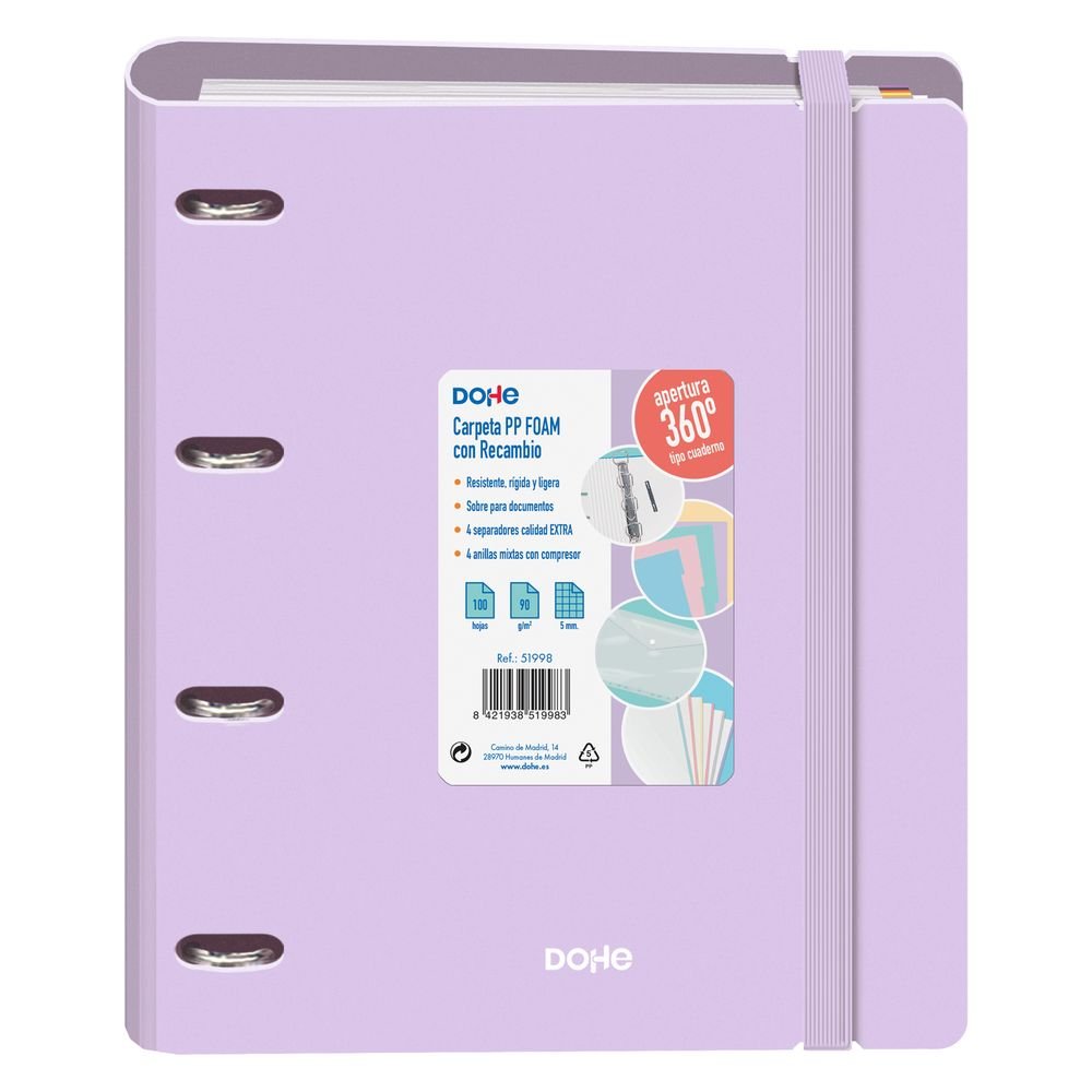 Carpeta Recambio Serenity Polyfoam 4 Anillas Morado DOHE Diseño