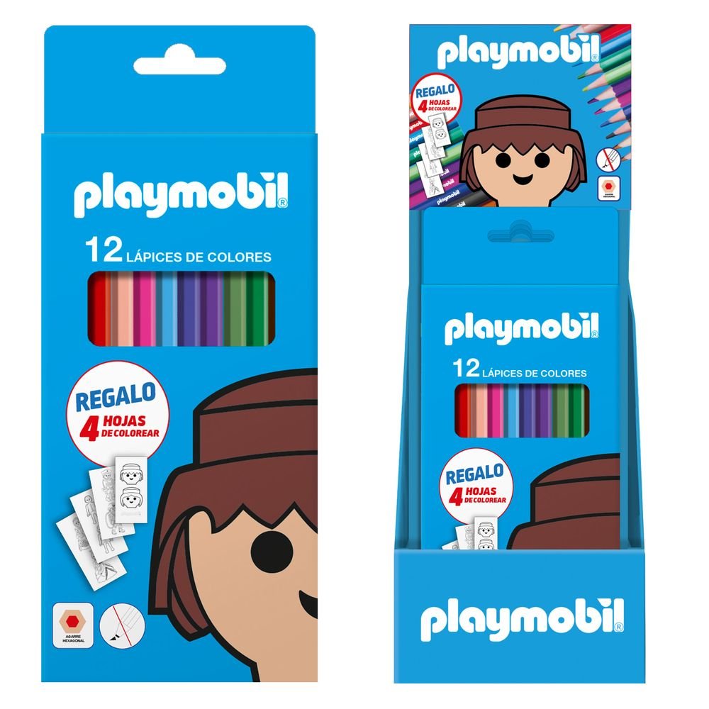 Expositor 12 Cajas 12 Lápices de Colores Playmobil Marca Dohe Regalo
