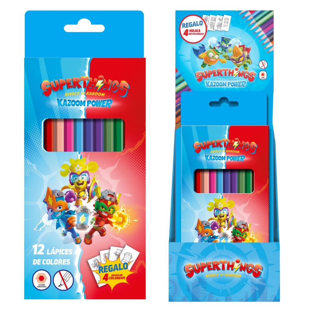 Exp 12 Cajas Lapices Colores Superthings Marca Dohe Pack 12