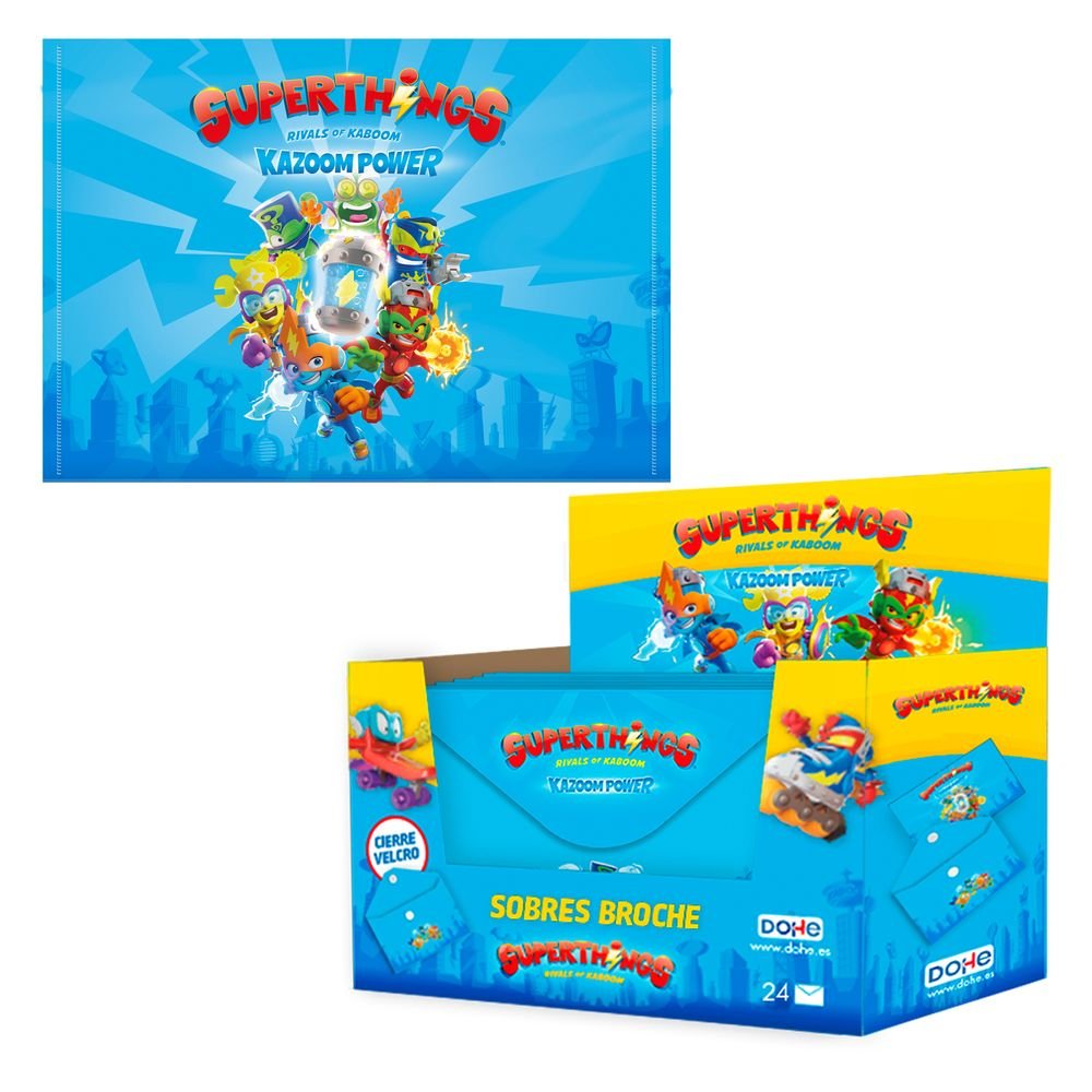 Expositor 24 sobres folio PP velcro Superthings
