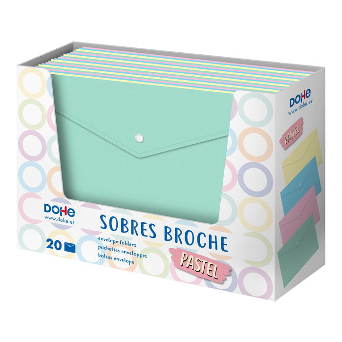 EXPOSITOR 20 SOBRES BROCHE TAMAÑO FOLIO COLORES PASTEL SURT | 1 UNIDADES | (DOHE, S,A,)
