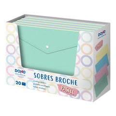 EXPOSITOR 20 SOBRES BROCHE TAMAÑO FOLIO COLORES PASTEL SURT | 1 UNIDADES | (DOHE, S,A,)