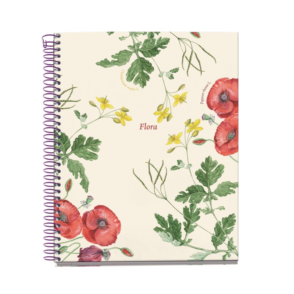 Notebook4 A5 100 Hojas Cuadricula Amapola Botanical Flora MIQUELRIUS GIFT