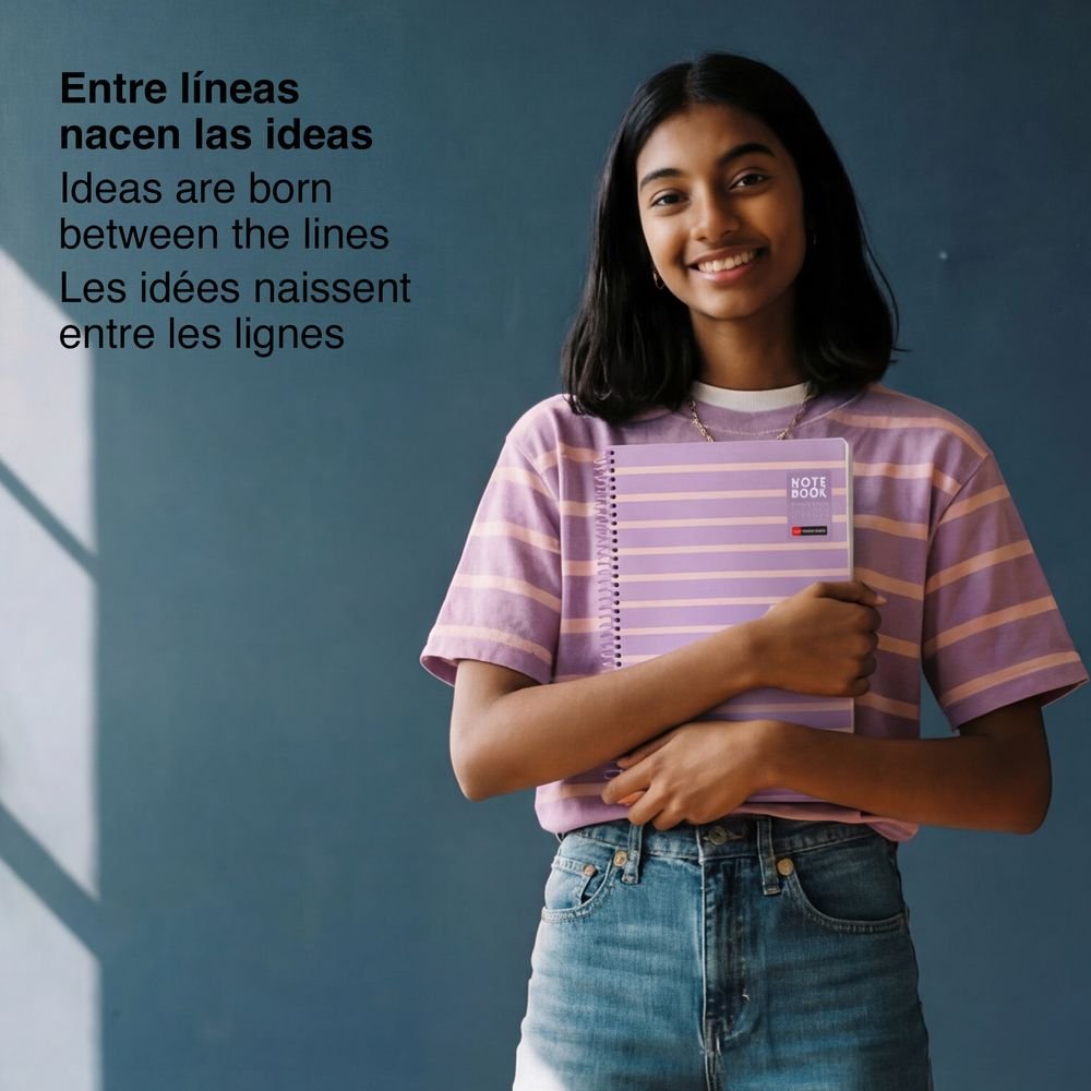 Cuaderno A4 80 hojas cuadrícula Between the Lines Malva