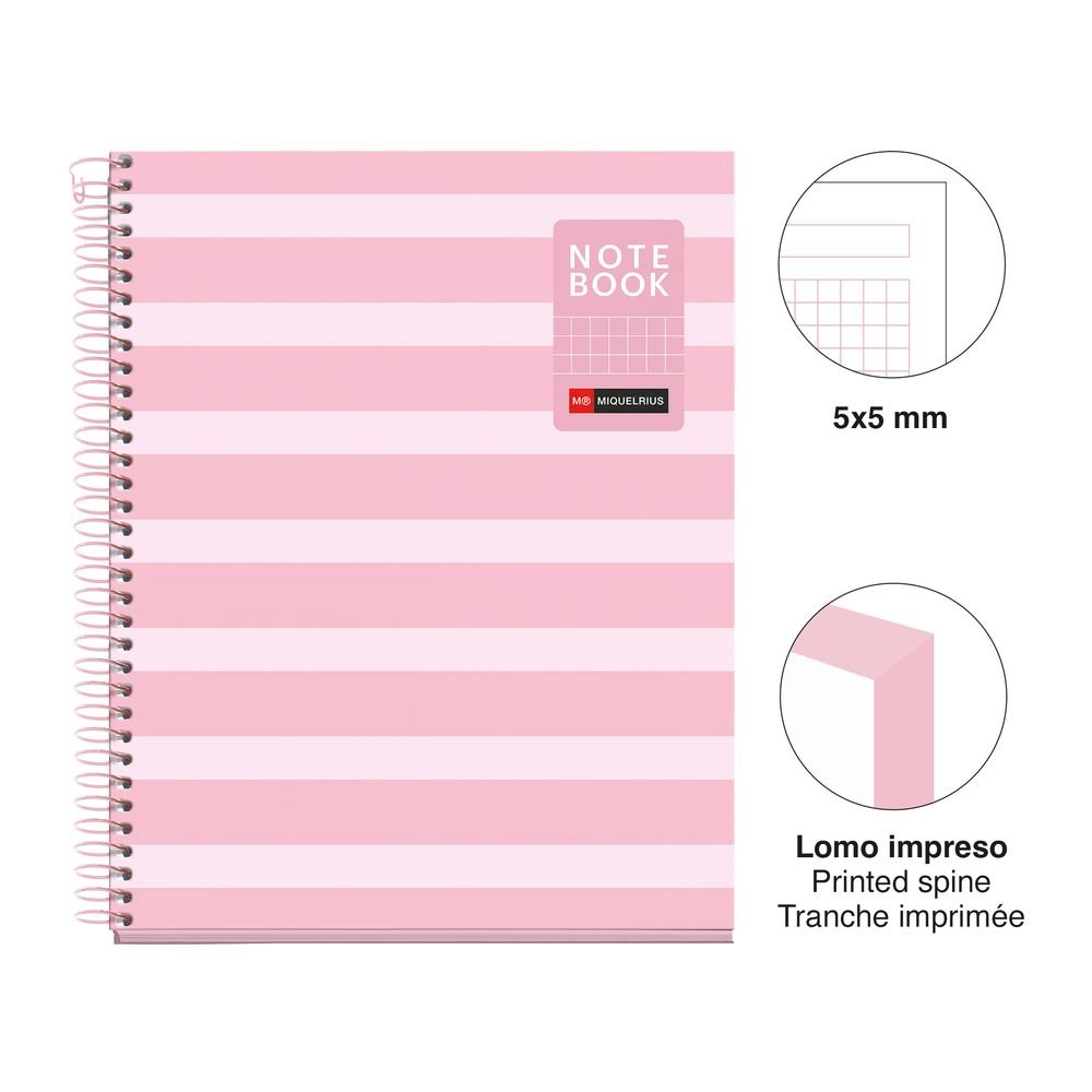 Cuaderno A5 80 hojas cuadrícula Between The Lines Rosa