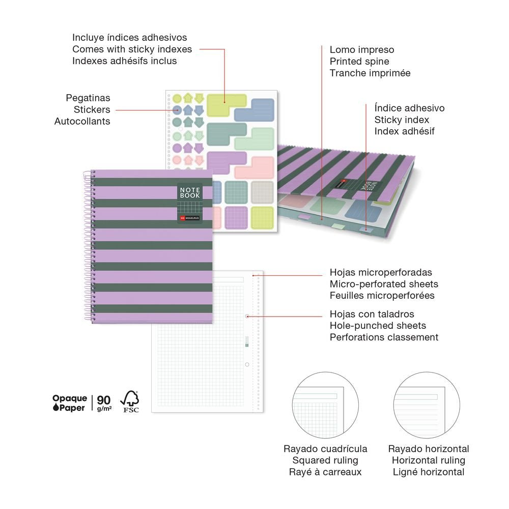 Cuaderno A5 80 hojas cuadrícula Miquelrius