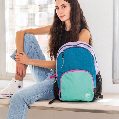 Mochila escolar triple Oslo reciclada Rider turquesa