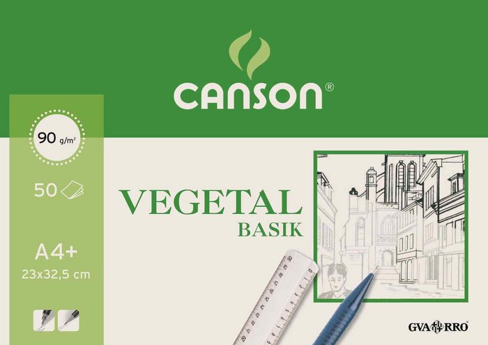 Bloc basik papel vegetal a4+ 50hojas 90g. encolado Imagen principal del producto