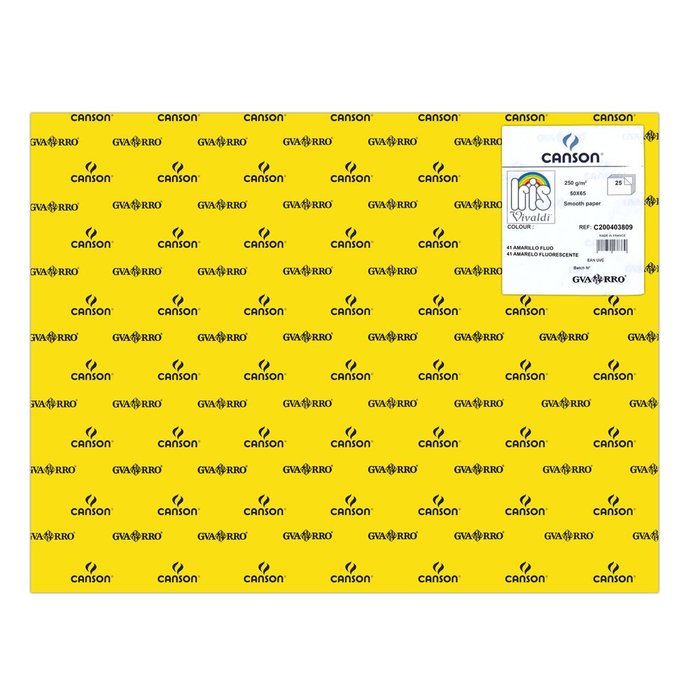 CARTULINA GUARRO 50X65 250GRS IRIS FLUORESCENTE AMARILLO | 25 UNIDADES | (GUARRO & CANSON) Imagen principal del producto