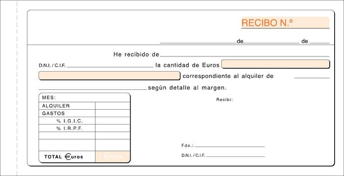 IGIC TALONARIO RECIBO ALQUILER T-52 AUTOCOPIANTE | 10 UNIDADES | (LOAN INDUSTRIAS GRAFICAS)