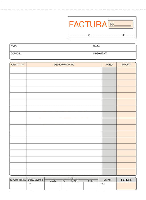 FACTURES 4º T-63/C PLANTAT PAPER QUIMIC DUPLIC CATALAN | 10 UNIDADES | (LOAN INDUSTRIAS GRAFICAS)
