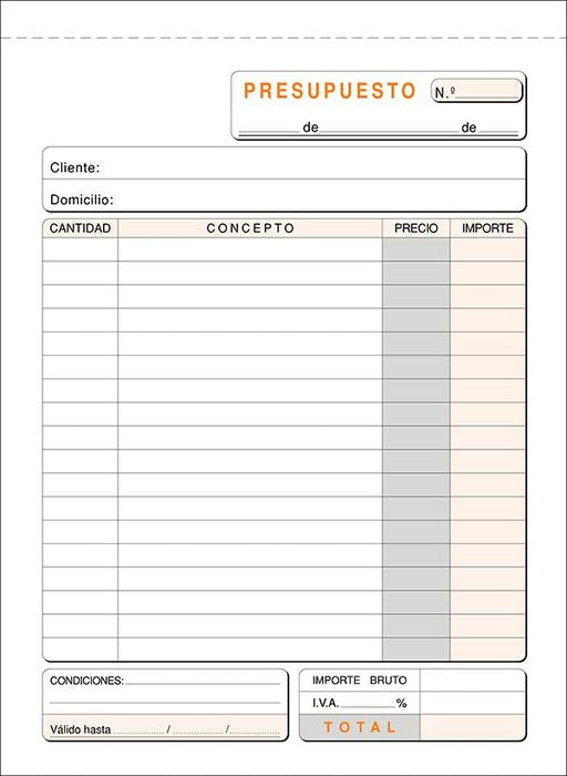 TALONARIO PRESUPUESTOS 4º T-90 NATURAL DUPLICADO AUTOCOPIANT | 10 UNIDADES | (LOAN INDUSTRIAS GRAFICAS) Imagen principal del producto