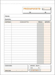 TALONARIO PRESUPUESTOS 4º T-90 NATURAL DUPLICADO AUTOCOPIANT | 10 UNIDADES | (LOAN INDUSTRIAS GRAFICAS)