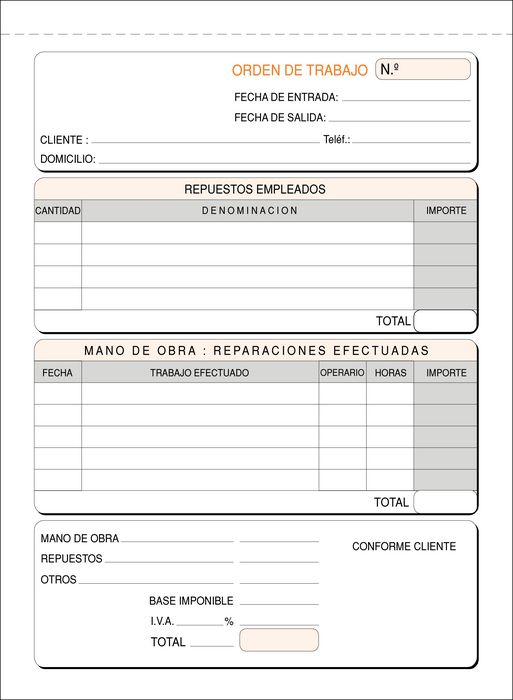 TALONARIO ORDEN TRABAJO 4º T-138 NATURAL DUPLICADO AUTOCOPIA | 10 UNIDADES | (LOAN INDUSTRIAS GRAFICAS) Imagen principal del producto