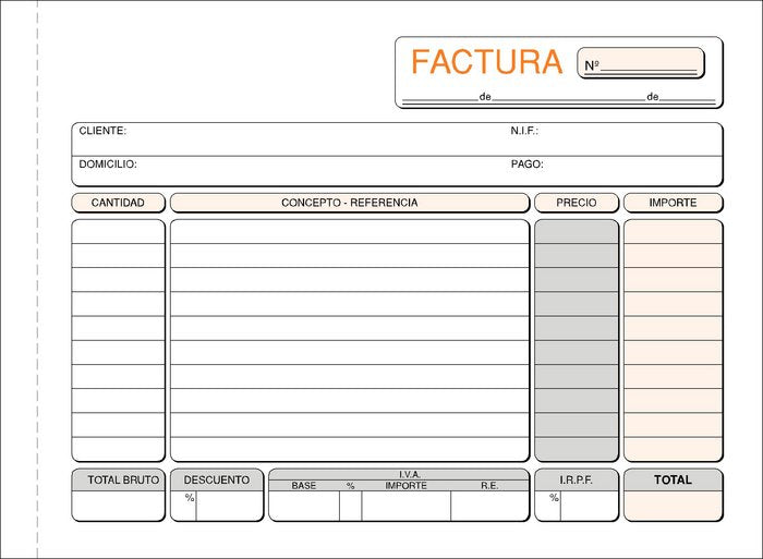 TALONARIO FACTURA 4º T-66 APAISADO TRIPLICADO AUTOCOPIANTE | 5 UNIDADES | (LOAN INDUSTRIAS GRAFICAS) Imagen principal del producto
