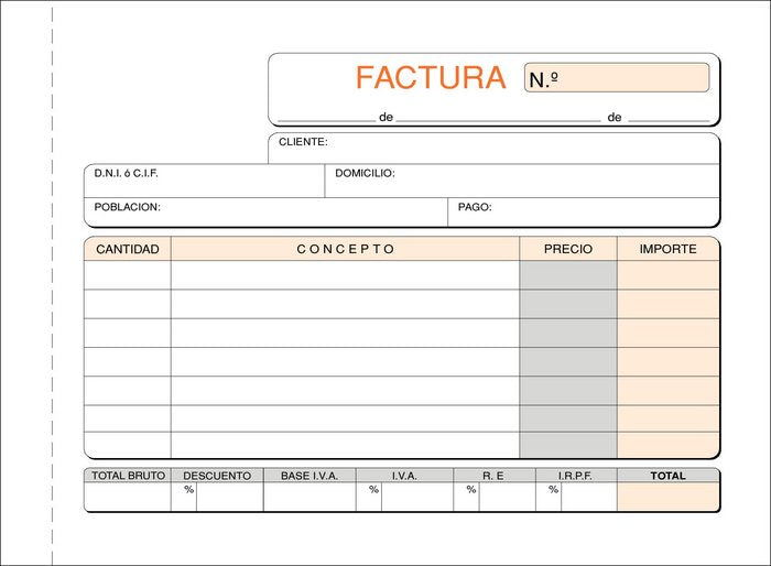 TALONARIO FACTURA 8º T-45 APAISADO | 10 UNIDADES | (LOAN INDUSTRIAS GRAFICAS) Imagen principal del producto