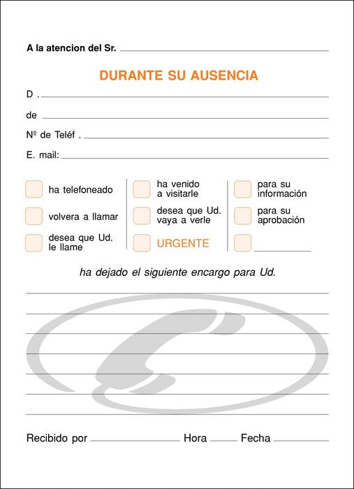 TALONARIO LLAMADAS TELEFONICAS 8º T-62 BLANCO | 10 UNIDADES | (LOAN INDUSTRIAS GRAFICAS) Imagen principal del producto