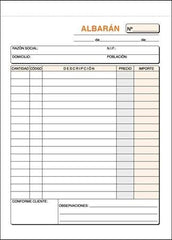 TALONARIO ALBARANES 8º NATURAL DUPLICADO AUTOCOPIANTES | 10 UNIDADES | (LOAN INDUSTRIAS GRAFICAS)