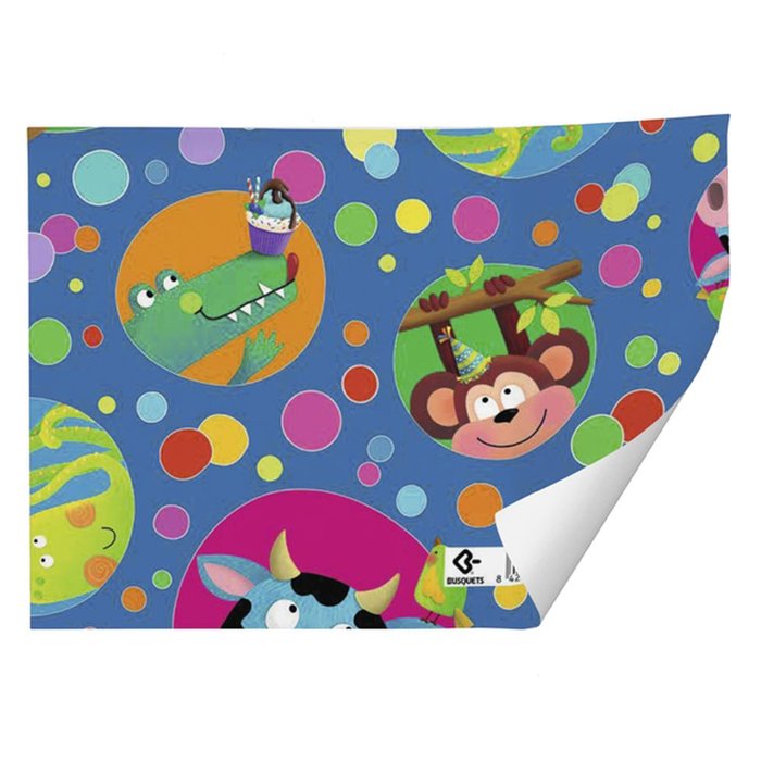 PAPEL REGALO PLIEGOS KRAFT BLANCO INFANTIL 70X100CM BUSQUETS | ARGUVAL, S,L | ENVASE 25 UDS. UNIDAD | 8422829650334 Imagen principal del producto