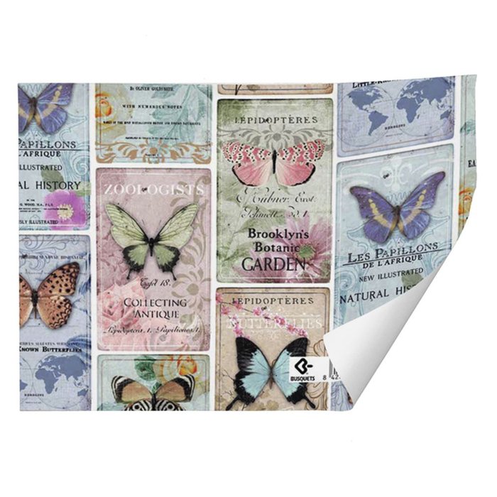 PAPEL REGALO PLIEGOS KRAFT BLANCO MARIPOSAS 70X100CM | ARGUVAL, S,L | ENVASE 25 UDS. UNIDAD | 8422829665314 Imagen principal del producto